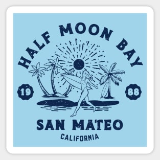 Vintage Half Moon Bay Surfing // Retro California Beach San Mateo1988 Sticker